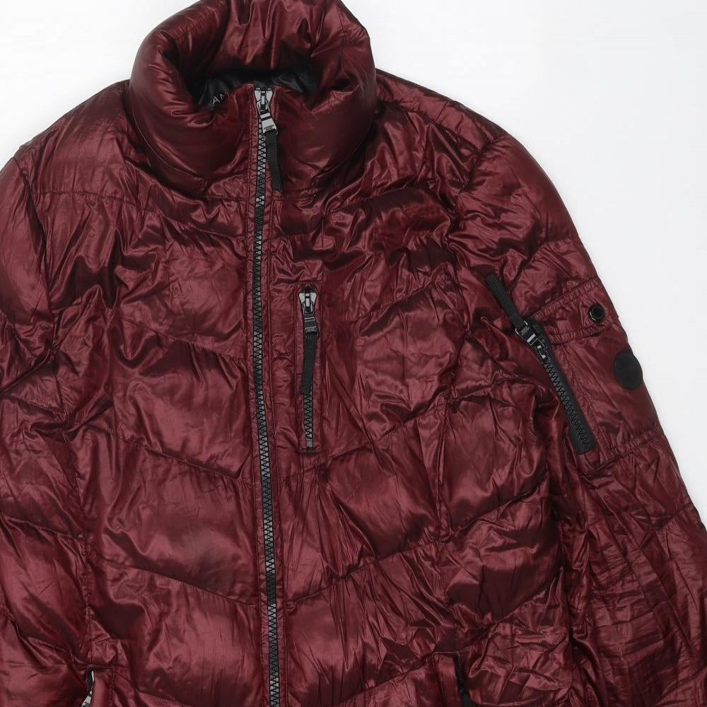 Andrew Marc Womens Red Quilted Coat Size XL Zip