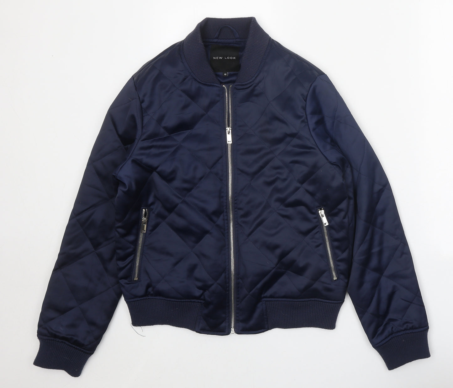 New Look Womens Blue Bomber Jacket Jacket Size 12 Zip