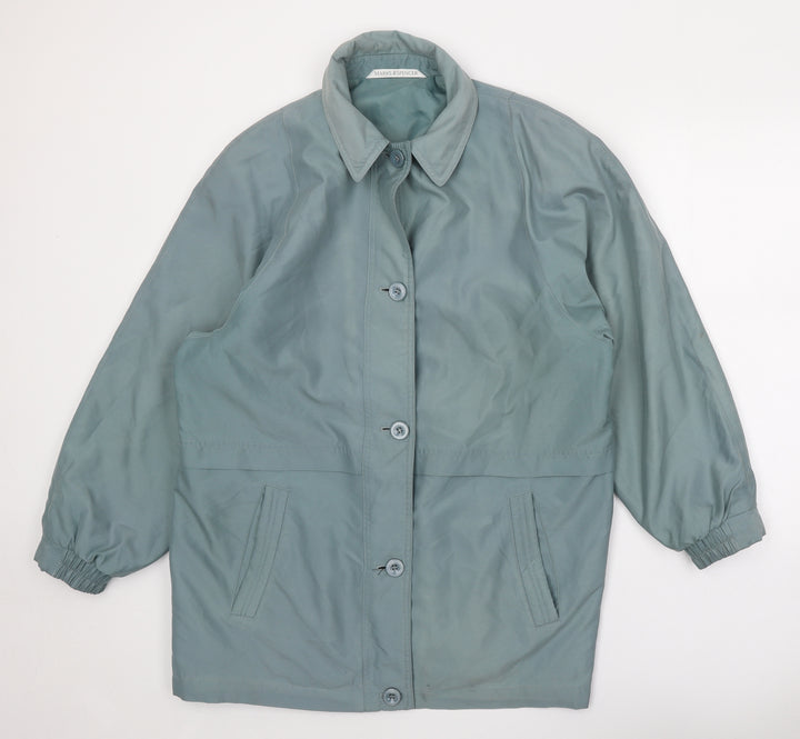 Marks and Spencer Womens Green Rain Coat Coat Size 14 Button