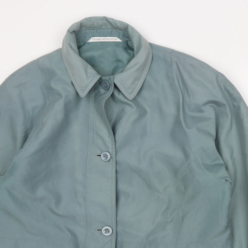 Marks and Spencer Womens Green Rain Coat Coat Size 14 Button