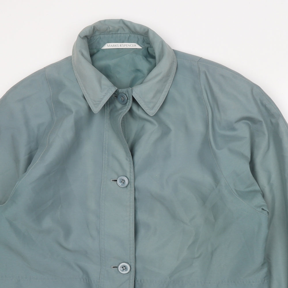 Marks and Spencer Womens Green Rain Coat Coat Size 14 Button