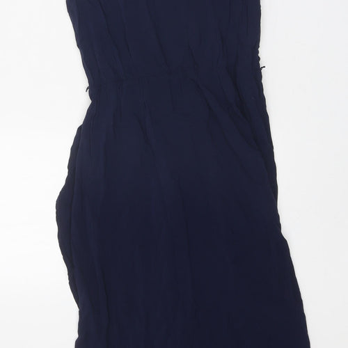 Oasis Womens Blue Viscose Pencil Dress Size 8 Round Neck