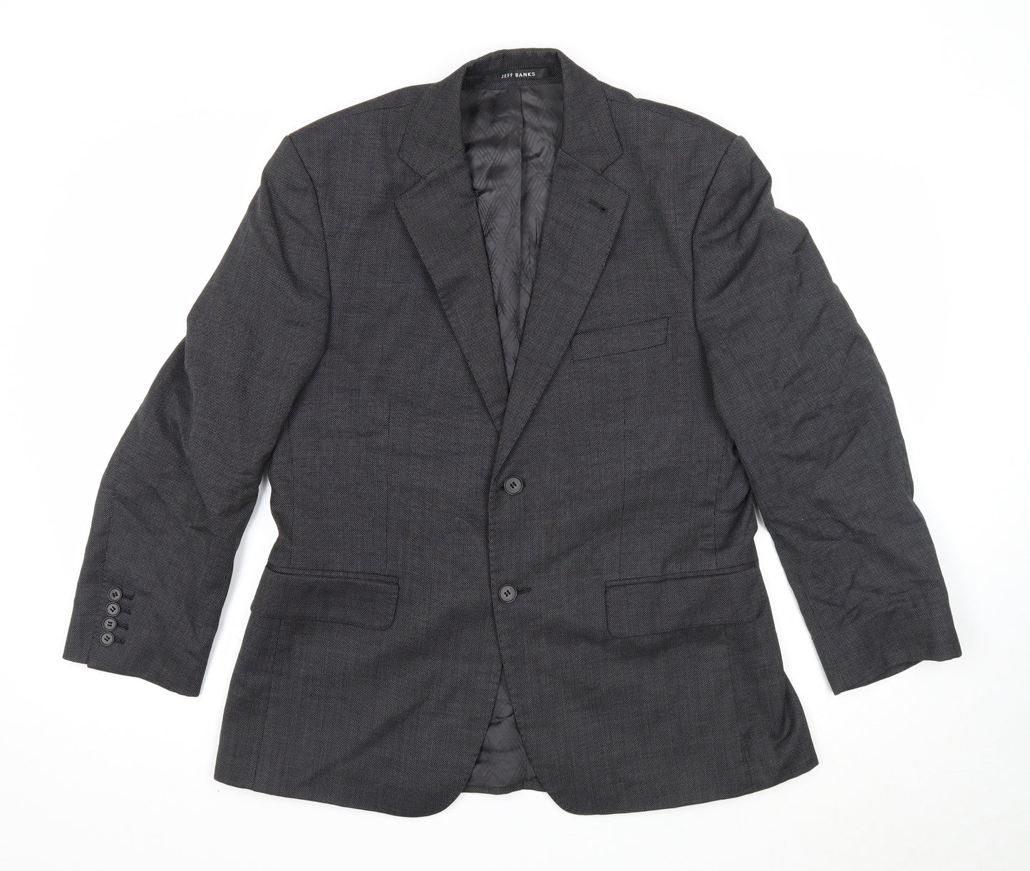 Jeff Banks Mens Grey Polyester Jacket Suit Jacket Size 40 Regular