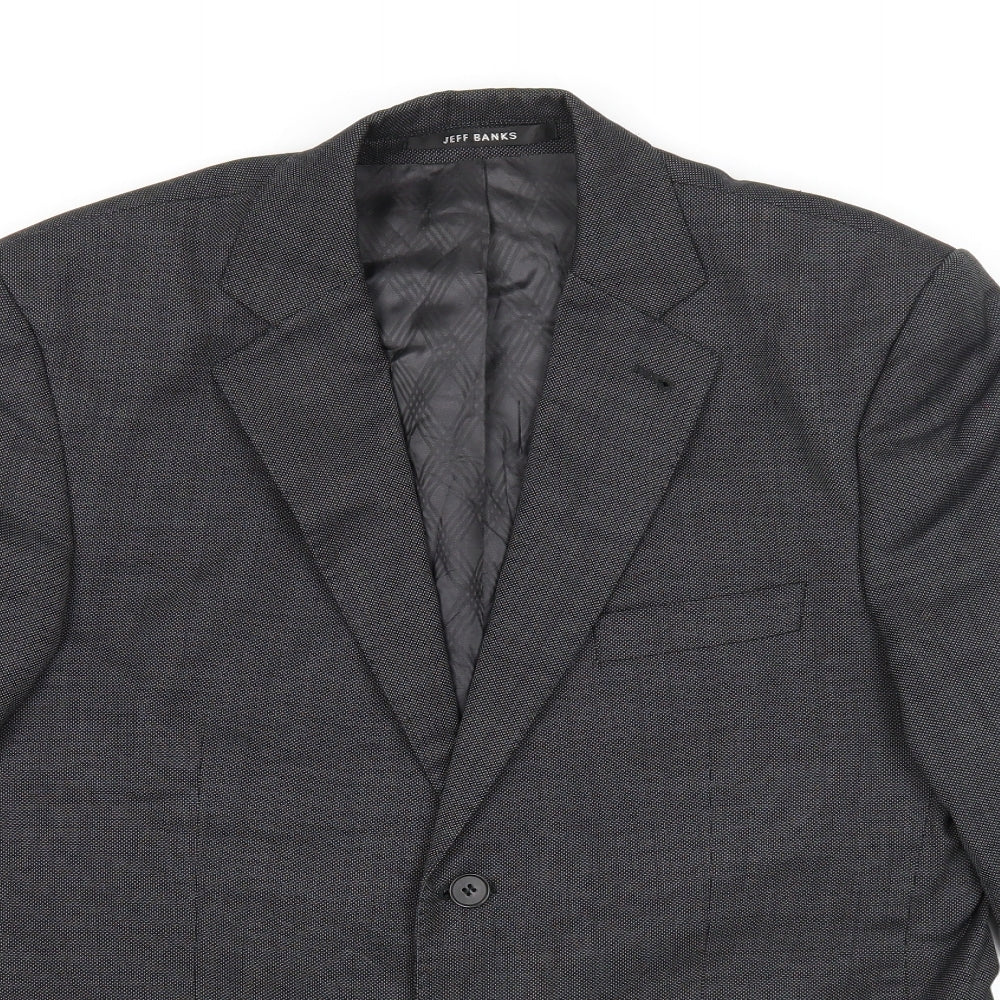 Jeff Banks Mens Grey Polyester Jacket Suit Jacket Size 40 Regular