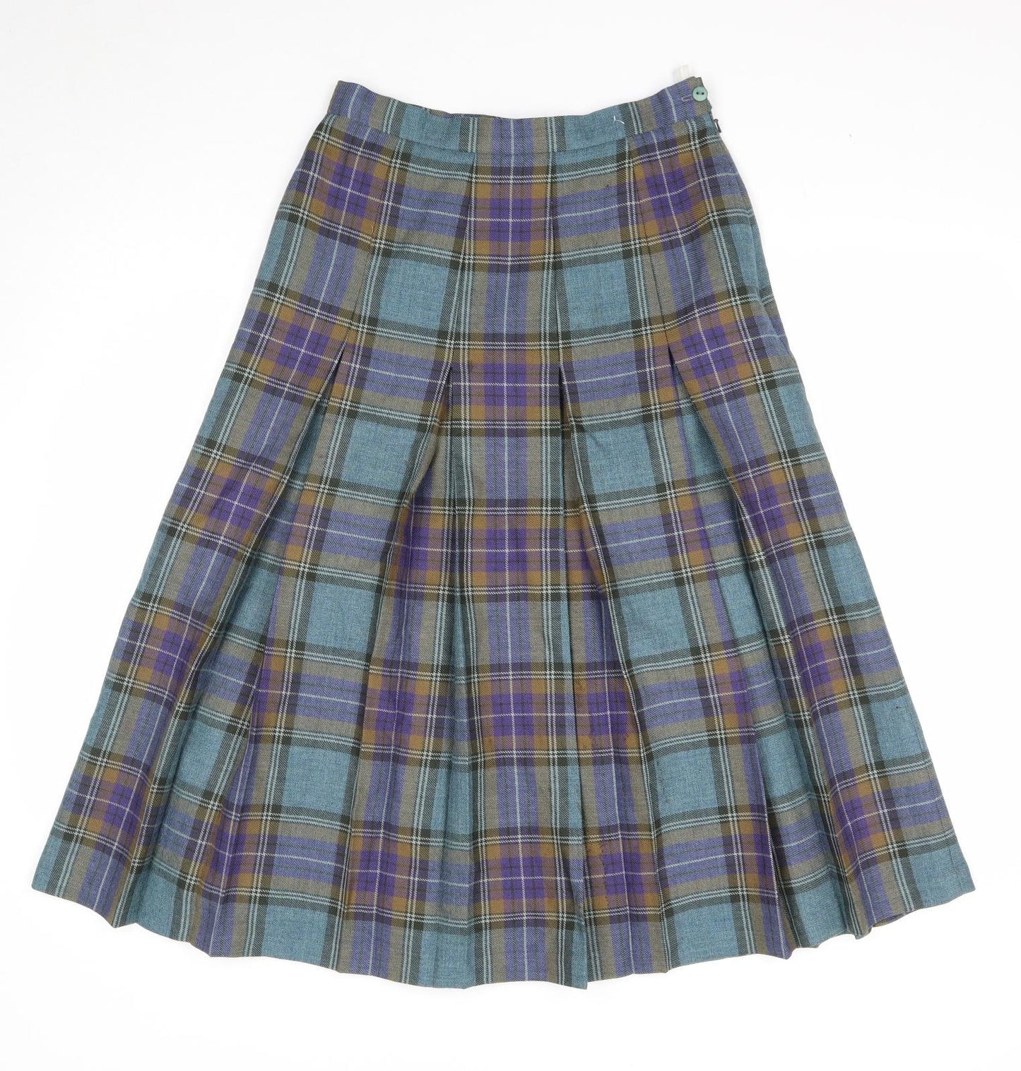 Pitlochry Womens Green Plaid Polyester Pleated Skirt Size 12 Zip