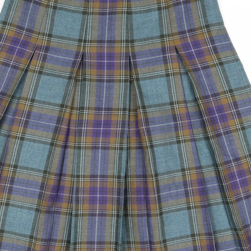 Pitlochry Womens Green Plaid Polyester Pleated Skirt Size 12 Zip