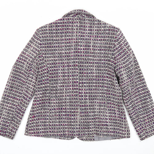 Eastex Womens Purple Geometric Jacket Blazer Size 10 Button