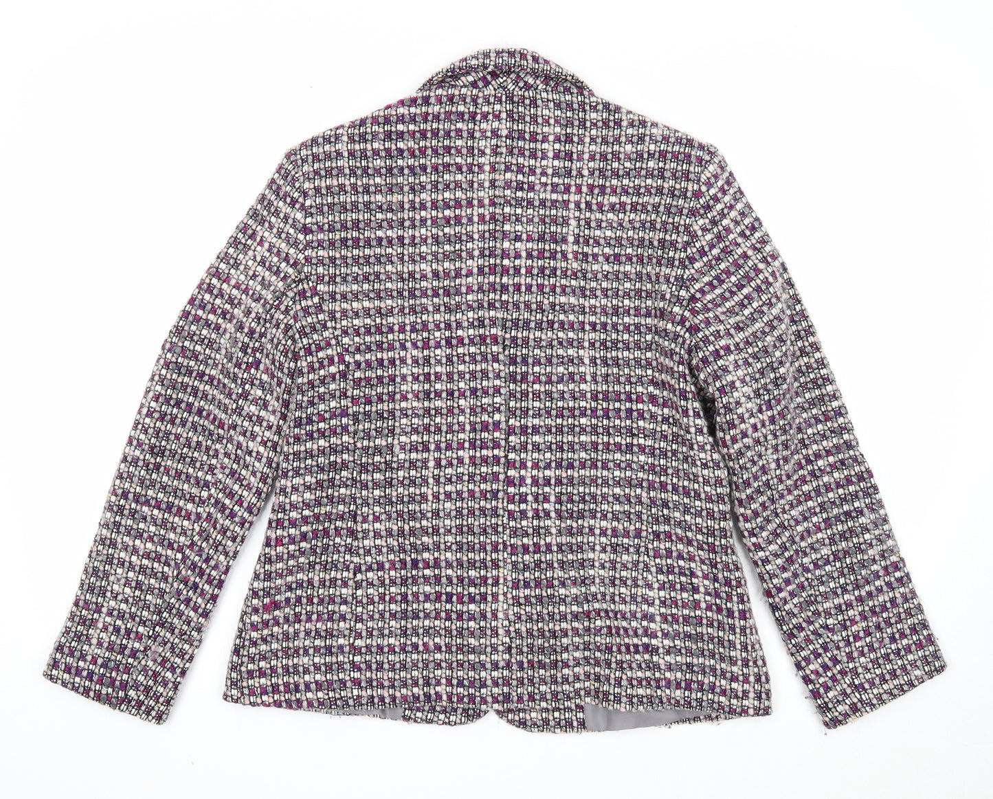 Eastex Womens Purple Geometric Jacket Blazer Size 10 Button