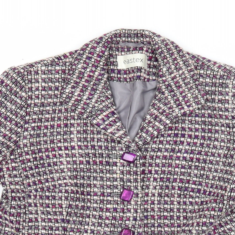 Eastex Womens Purple Geometric Jacket Blazer Size 10 Button