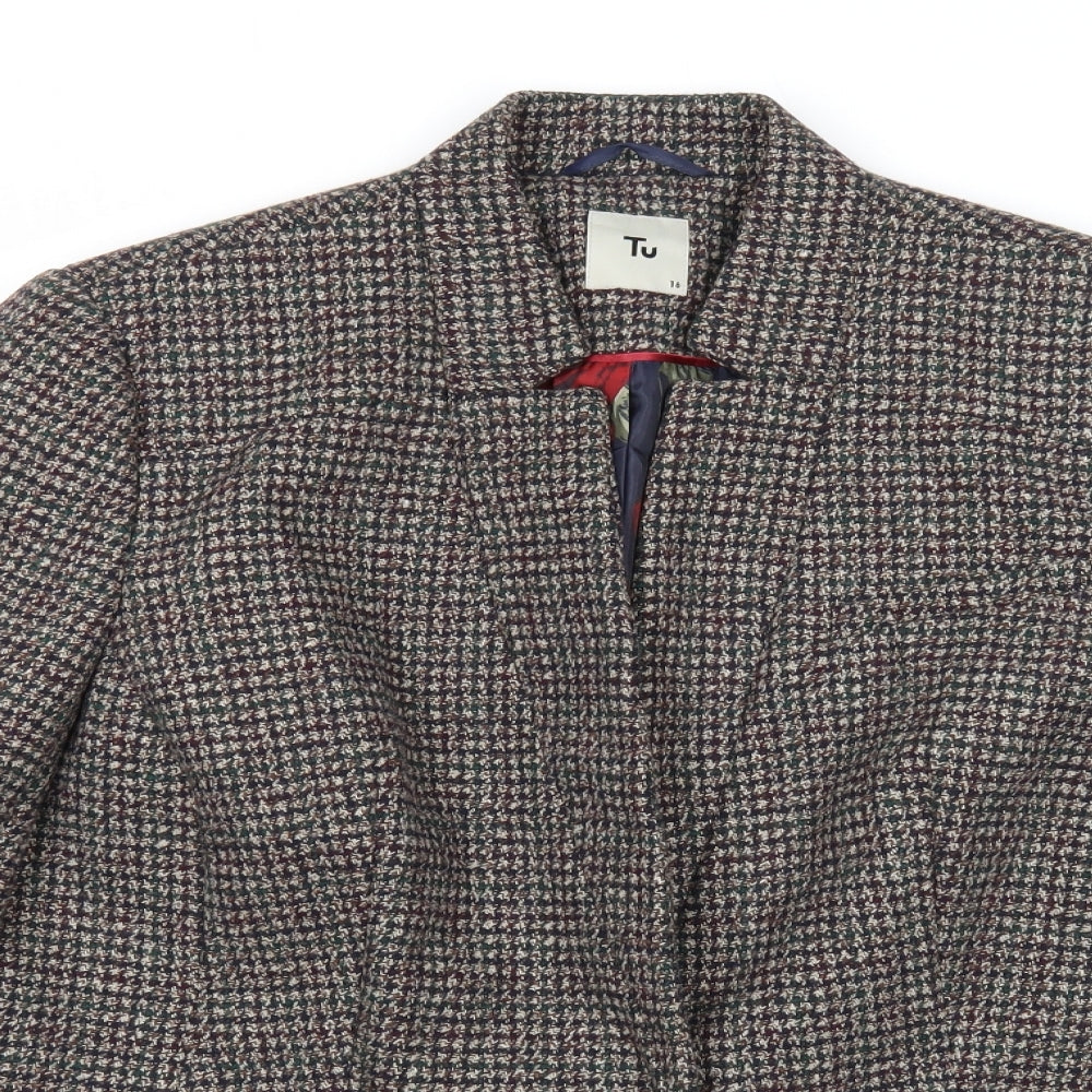TU Womens Multicoloured Geometric Jacket Blazer Size 16 Button