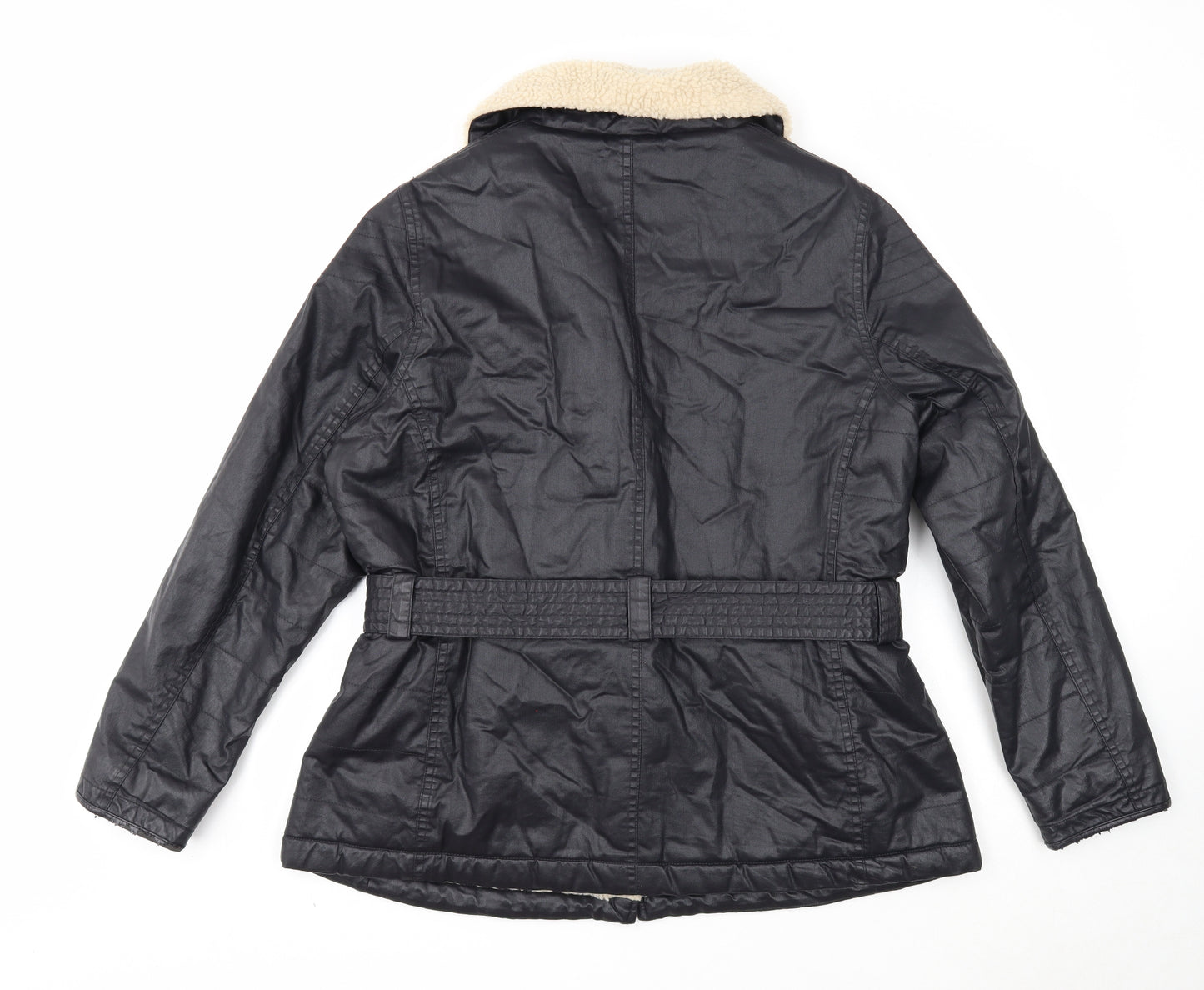 Indigo Womens Black Biker Jacket Size 18 Zip