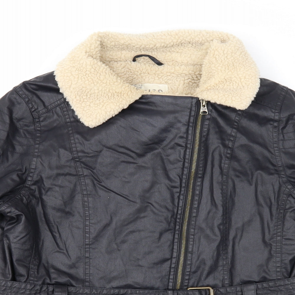 Indigo Womens Black Biker Jacket Size 18 Zip