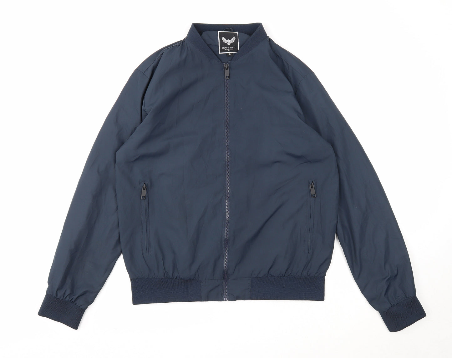 Brave Soul Mens Blue Jacket Size L Zip
