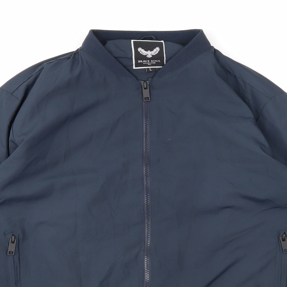 Brave Soul Mens Blue Jacket Size L Zip