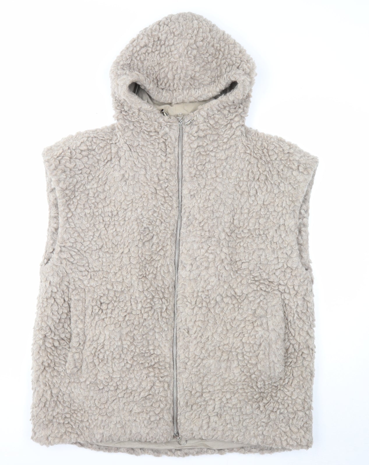 Preworn Womens Beige Gilet Jacket One Size Zip - Sherpa