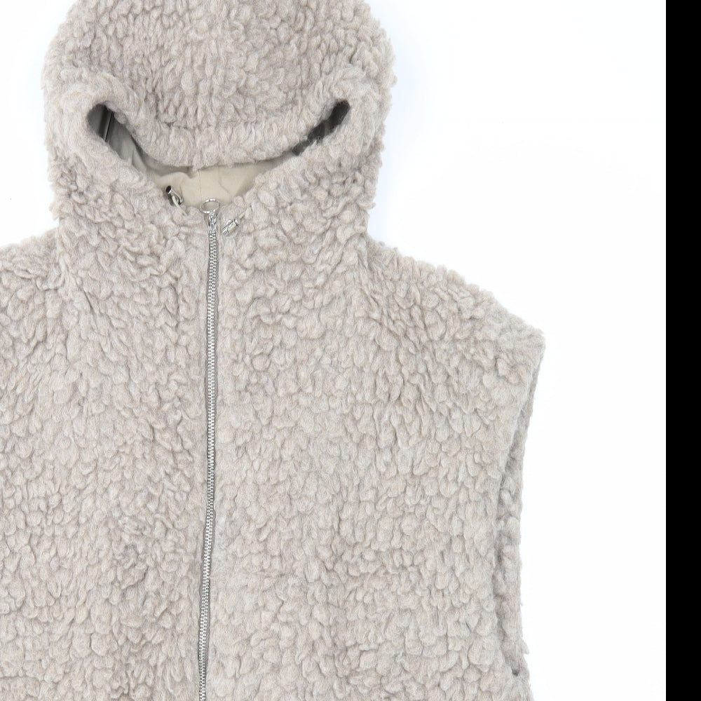 Preworn Womens Beige Gilet Jacket One Size Zip - Sherpa