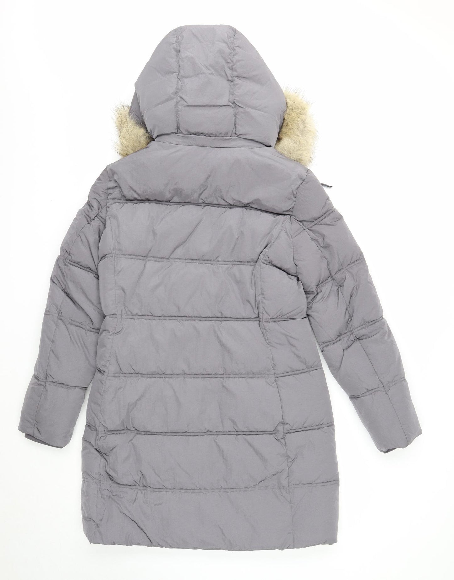 Marks and Spencer Womens Grey Puffer Jacket Coat Size 10 Zip