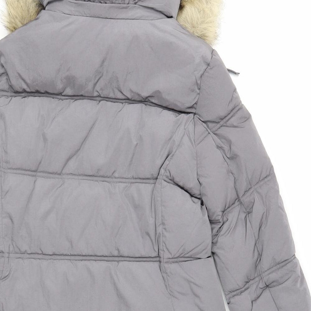 Marks and Spencer Womens Grey Puffer Jacket Coat Size 10 Zip