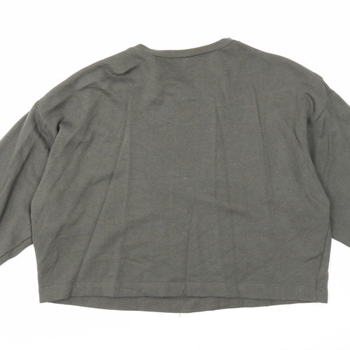 Zara Womens Green Cotton Pullover Sweatshirt Size S Pullover - Cropped, Be Happy & Love Your Selfie