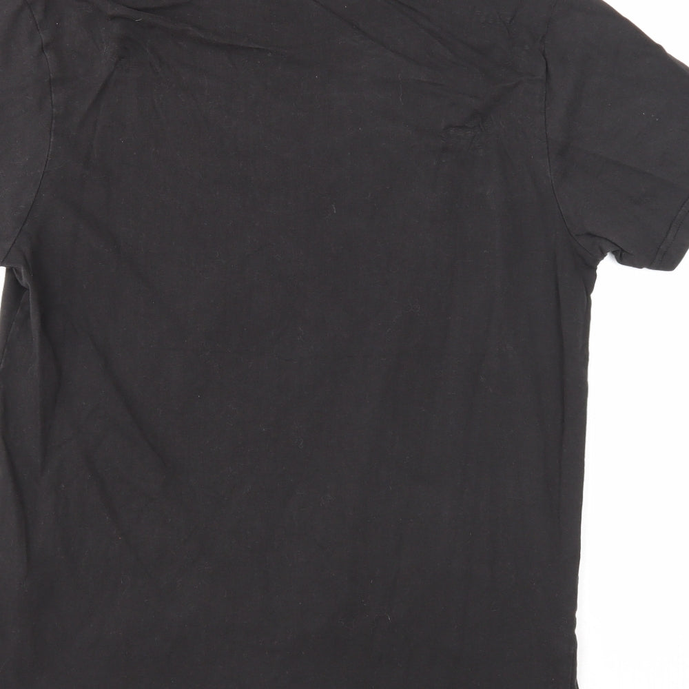 Nutmeg Womens Black Cotton Basic T-Shirt Size S Round Neck - Too Cool for Yule