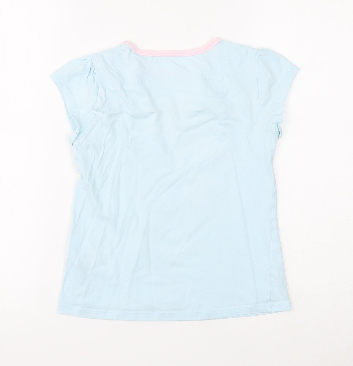 George Girls Blue Cotton Basic T-Shirt Size 9-10 Years Round Neck Pullover - Dogs