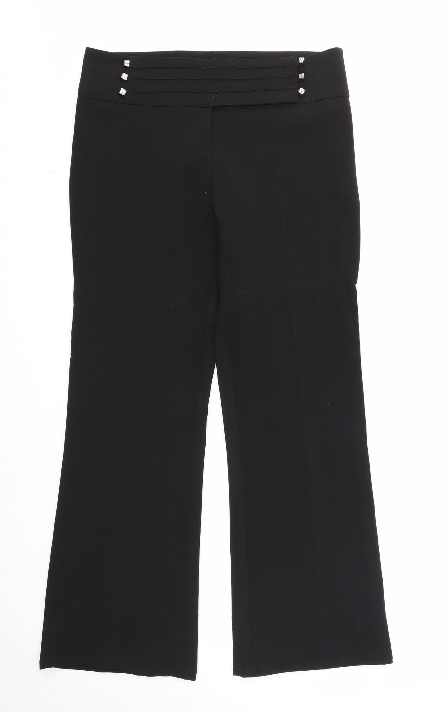 Ethel Austin Womens Black Polyester Trousers Size 12 Regular Zip