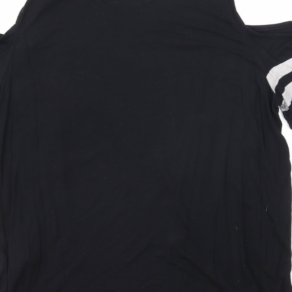 M&Co Girls Black Viscose Basic T-Shirt Size 11-12 Years Round Neck Pullover - Cold Shoulder