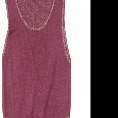 Kaleidoscope Womens Purple Geometric Viscose Basic Tank Size 12 Round Neck