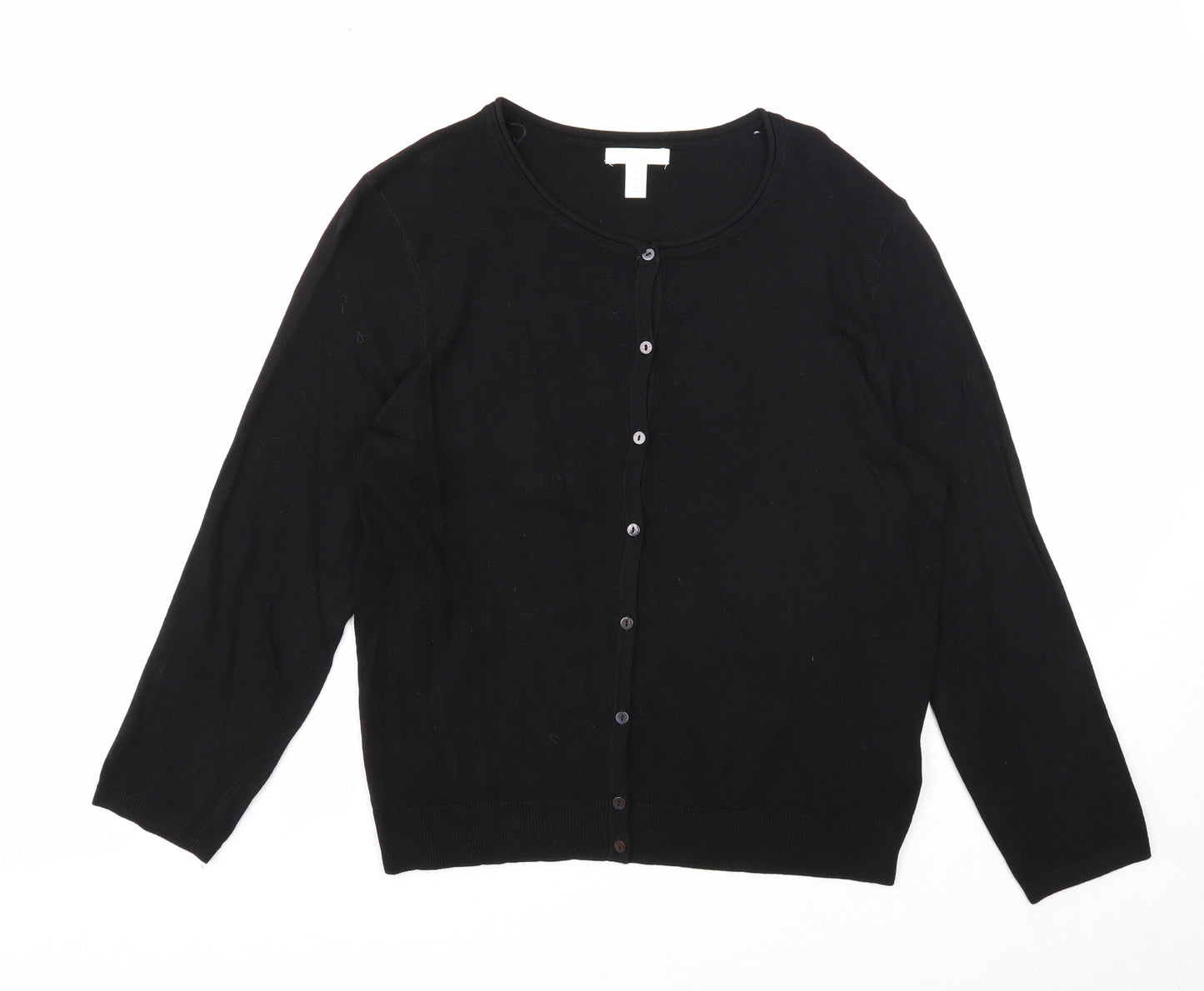 H&M Womens Black Round Neck Acrylic Cardigan Jumper Size M