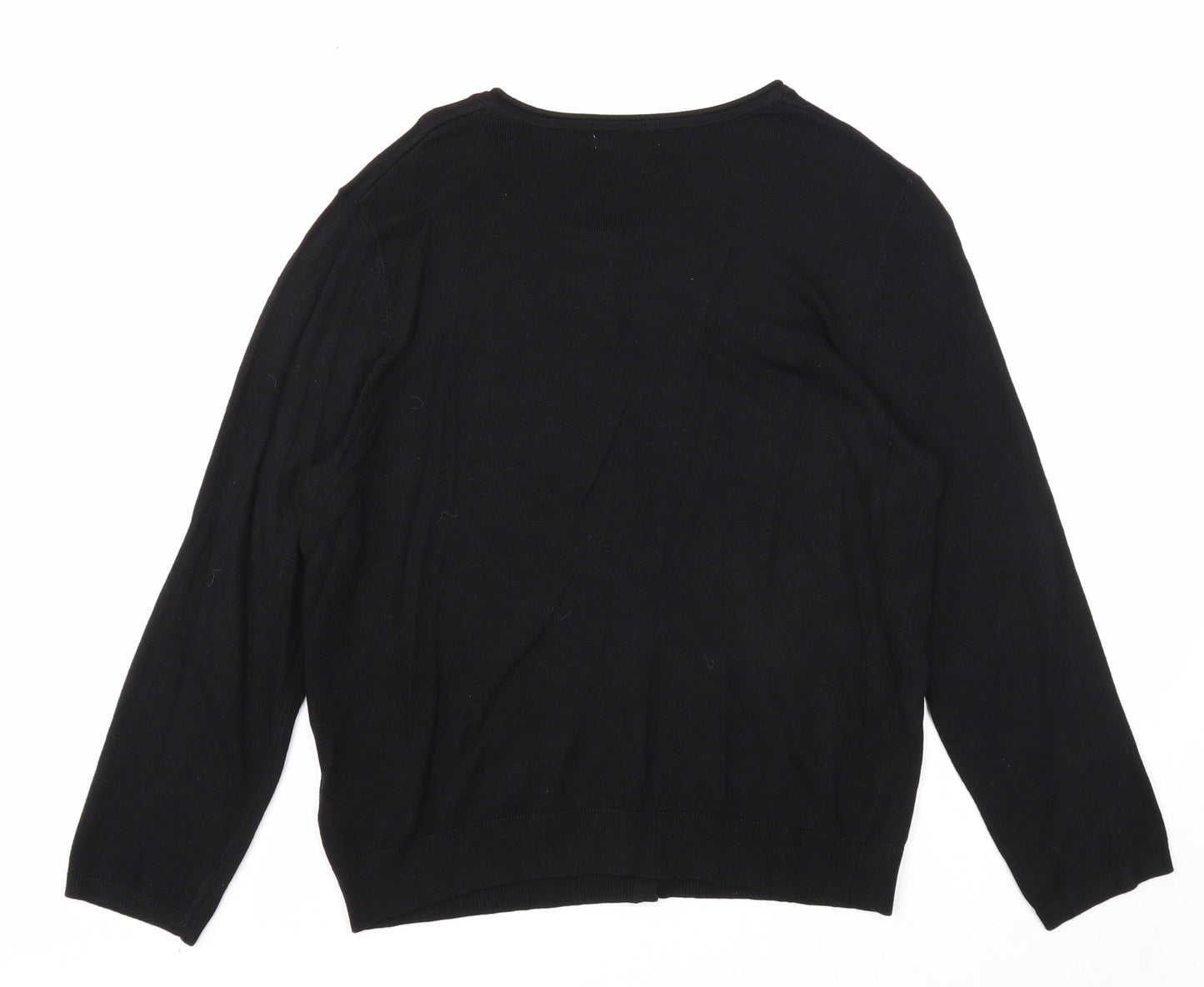 H&M Womens Black Round Neck Acrylic Cardigan Jumper Size M