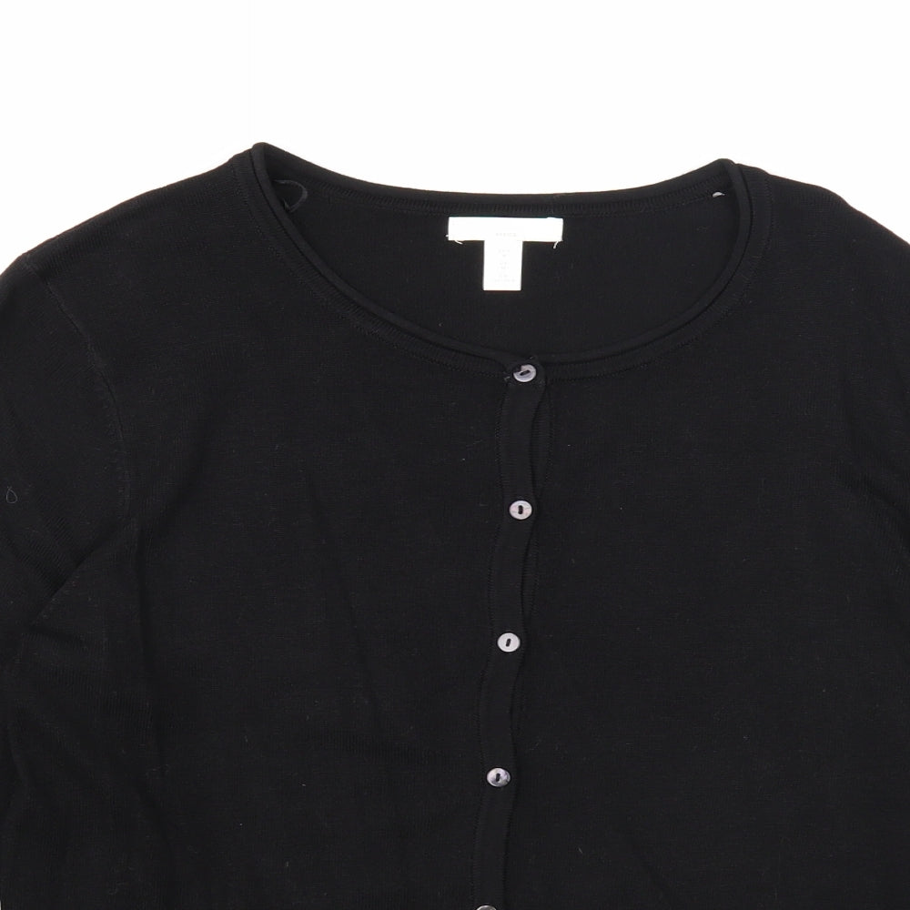 H&M Womens Black Round Neck Acrylic Cardigan Jumper Size M