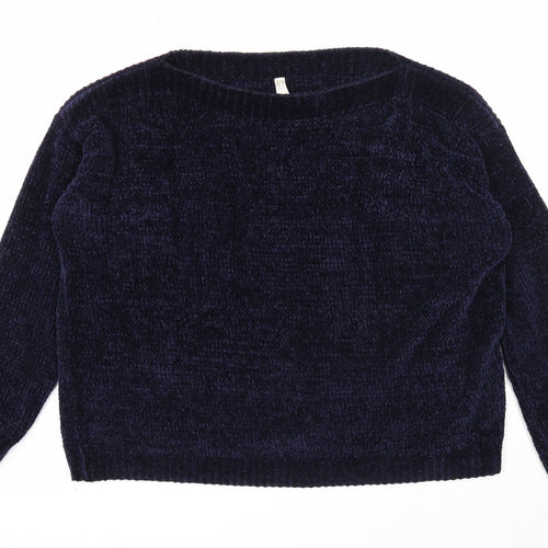 Stella Morgan Womens Blue Boat Neck Polyester Pullover Jumper Size 12