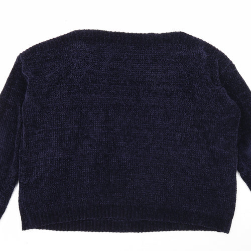 Stella Morgan Womens Blue Boat Neck Polyester Pullover Jumper Size 12