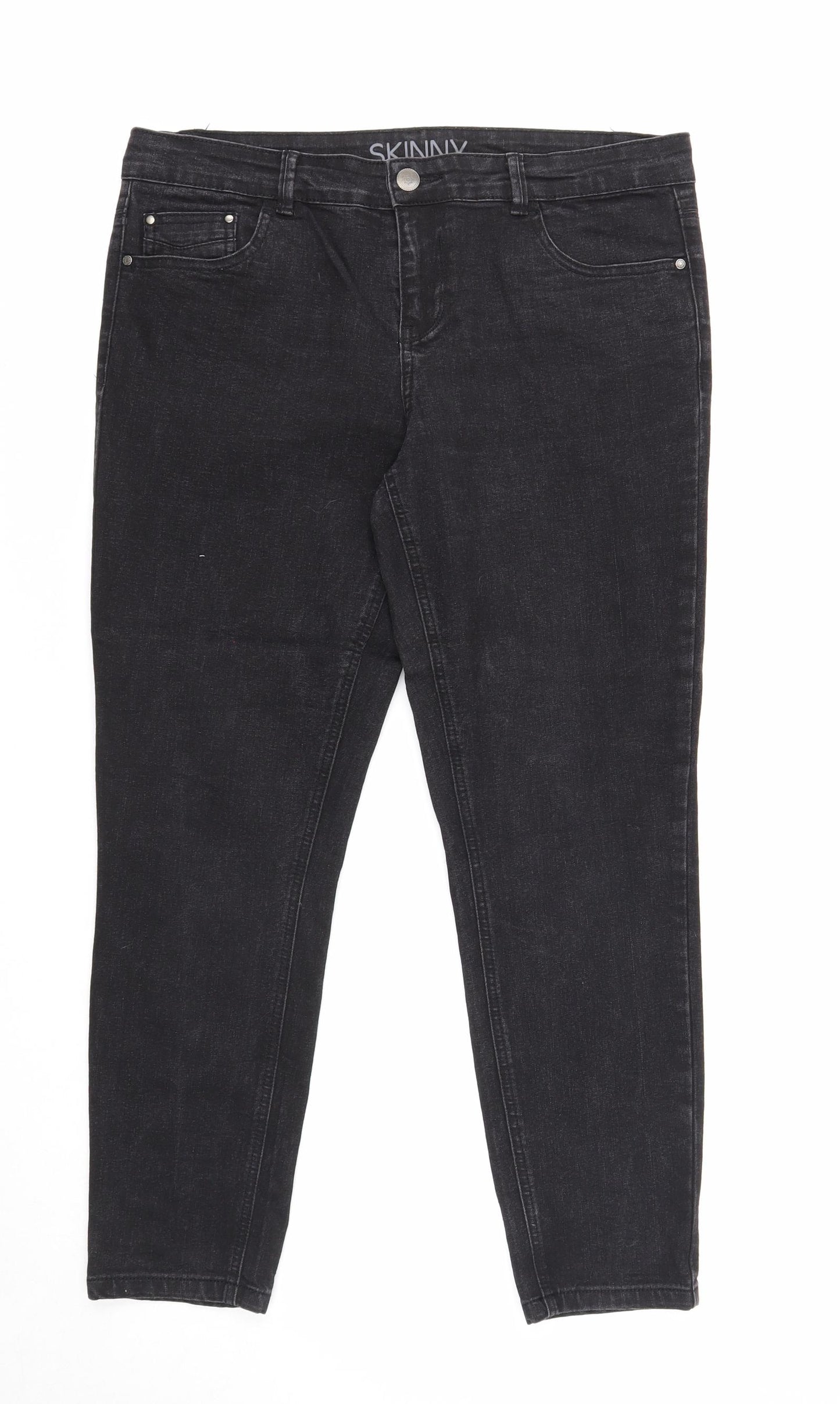 George Womens Black Cotton Skinny Jeans Size 14 Regular Zip
