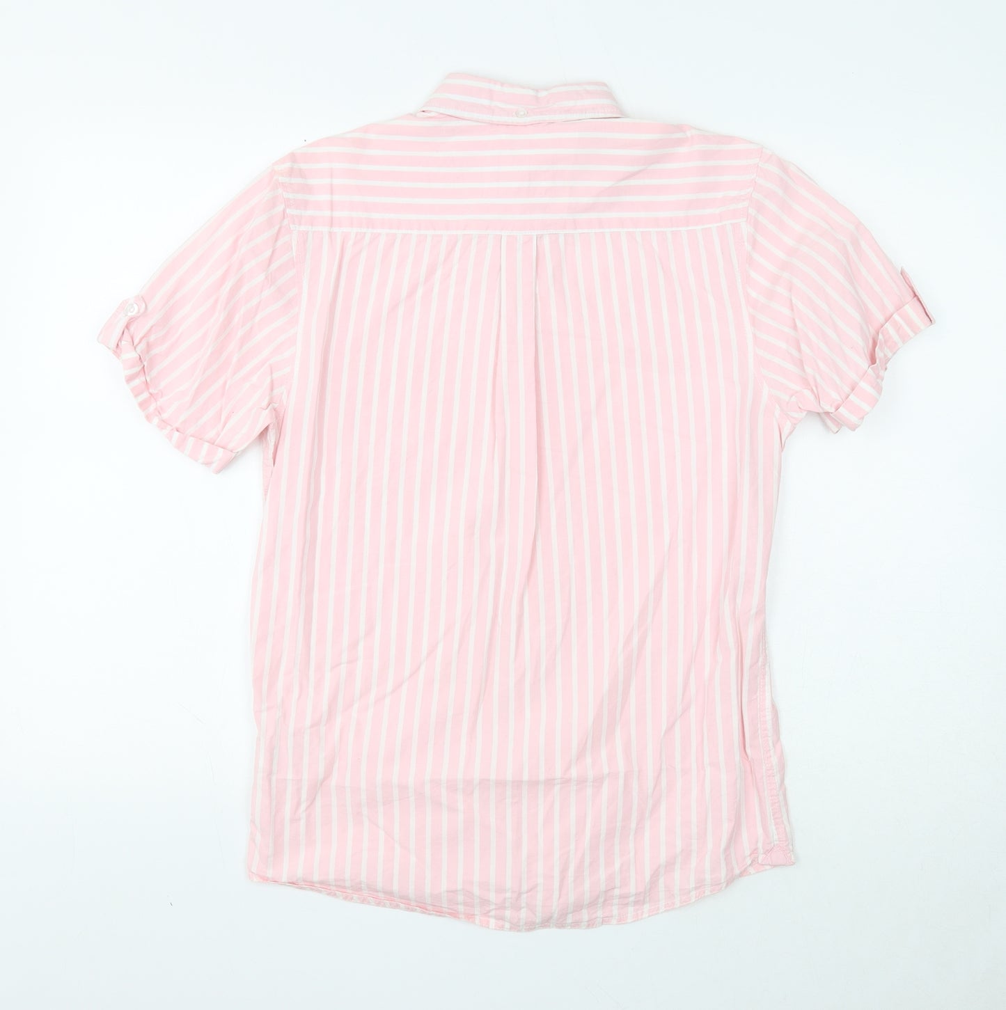 Cedar Wood State Mens Pink Striped Cotton Dress Shirt Size S Collared Button