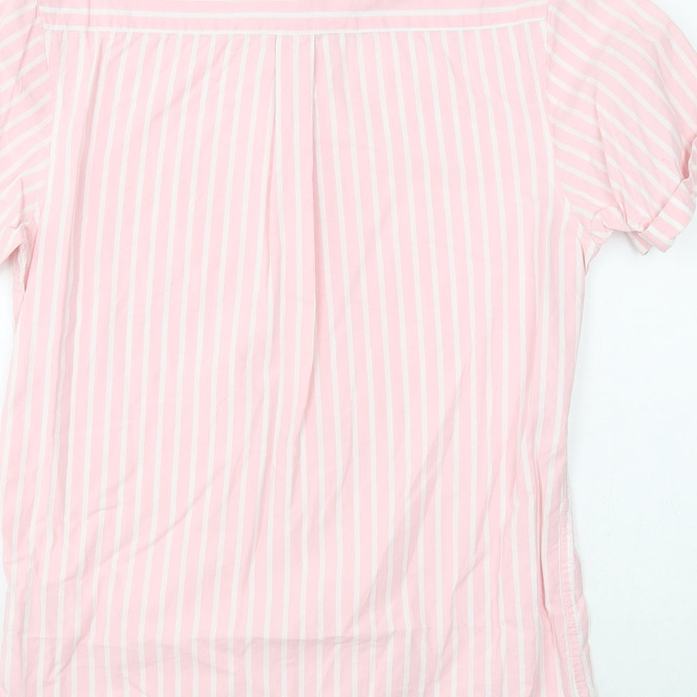 Cedar Wood State Mens Pink Striped Cotton Dress Shirt Size S Collared Button