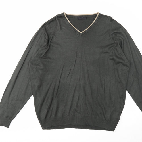 Harmer Mens Grey V-Neck Acrylic Pullover Jumper Size 2XL Long Sleeve