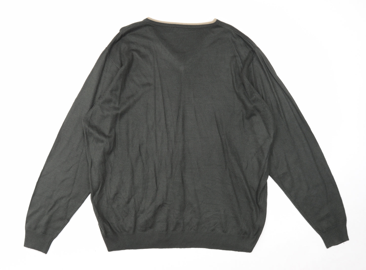 Harmer Mens Grey V-Neck Acrylic Pullover Jumper Size 2XL Long Sleeve