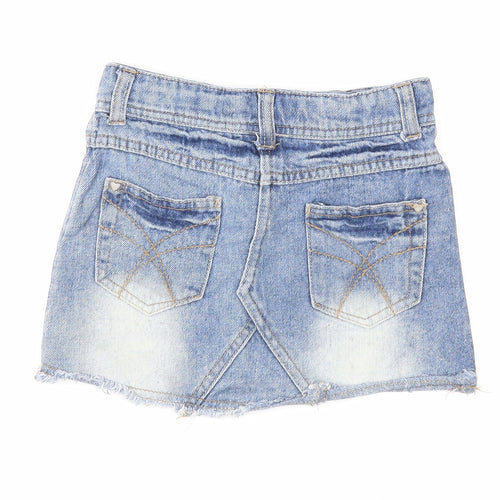 Denim & Co. Girls Blue Cotton A-Line Skirt Size 2 Years Regular Zip