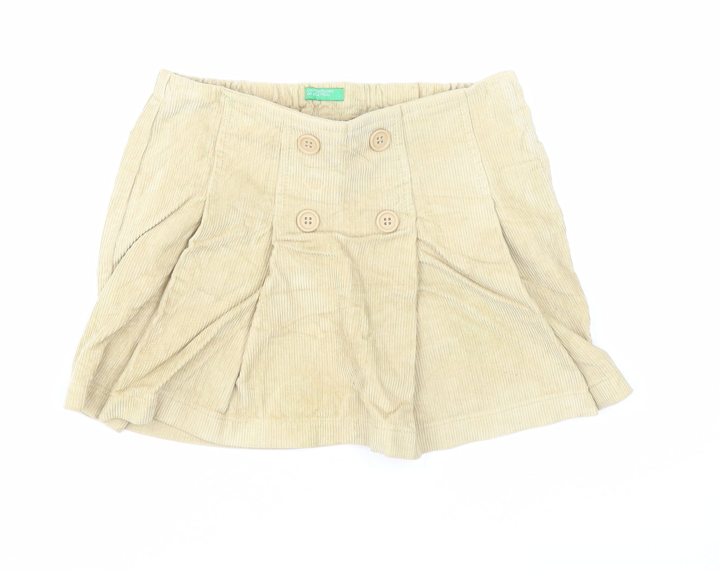 Preworn Girls Beige Cotton A-Line Skirt Size 6 Years Regular Zip