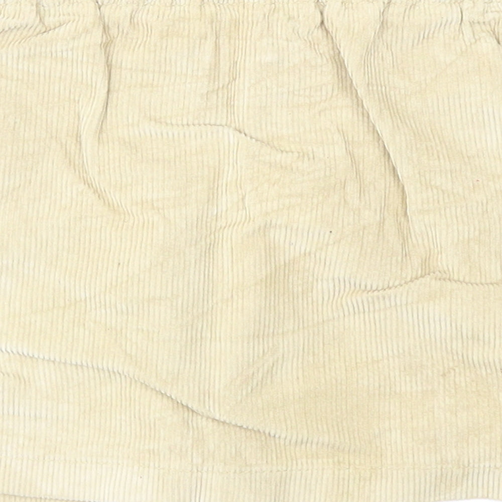 Preworn Girls Beige Cotton A-Line Skirt Size 6 Years Regular Zip