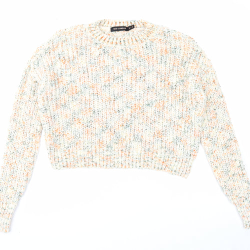QED London Womens Multicoloured Round Neck Polyester Pullover Jumper Size S