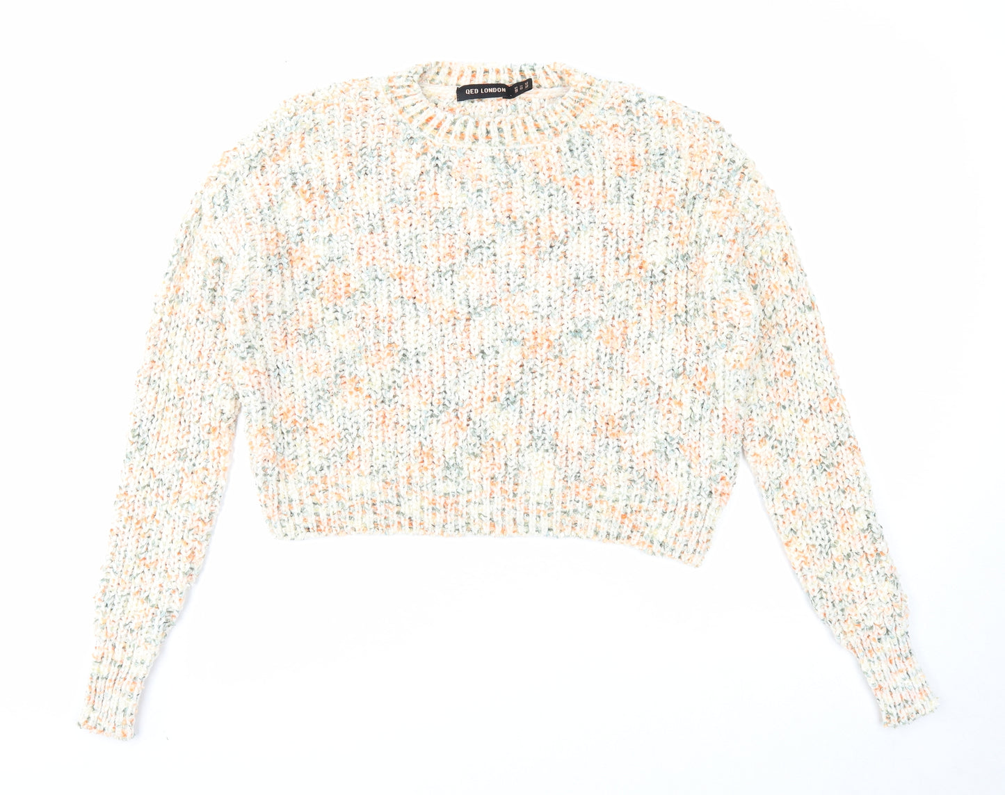 QED London Womens Multicoloured Round Neck Polyester Pullover Jumper Size S