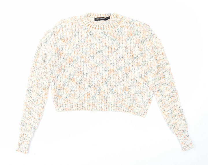 QED London Womens Multicoloured Round Neck Polyester Pullover Jumper Size S