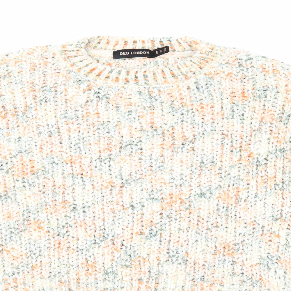 QED London Womens Multicoloured Round Neck Polyester Pullover Jumper Size S
