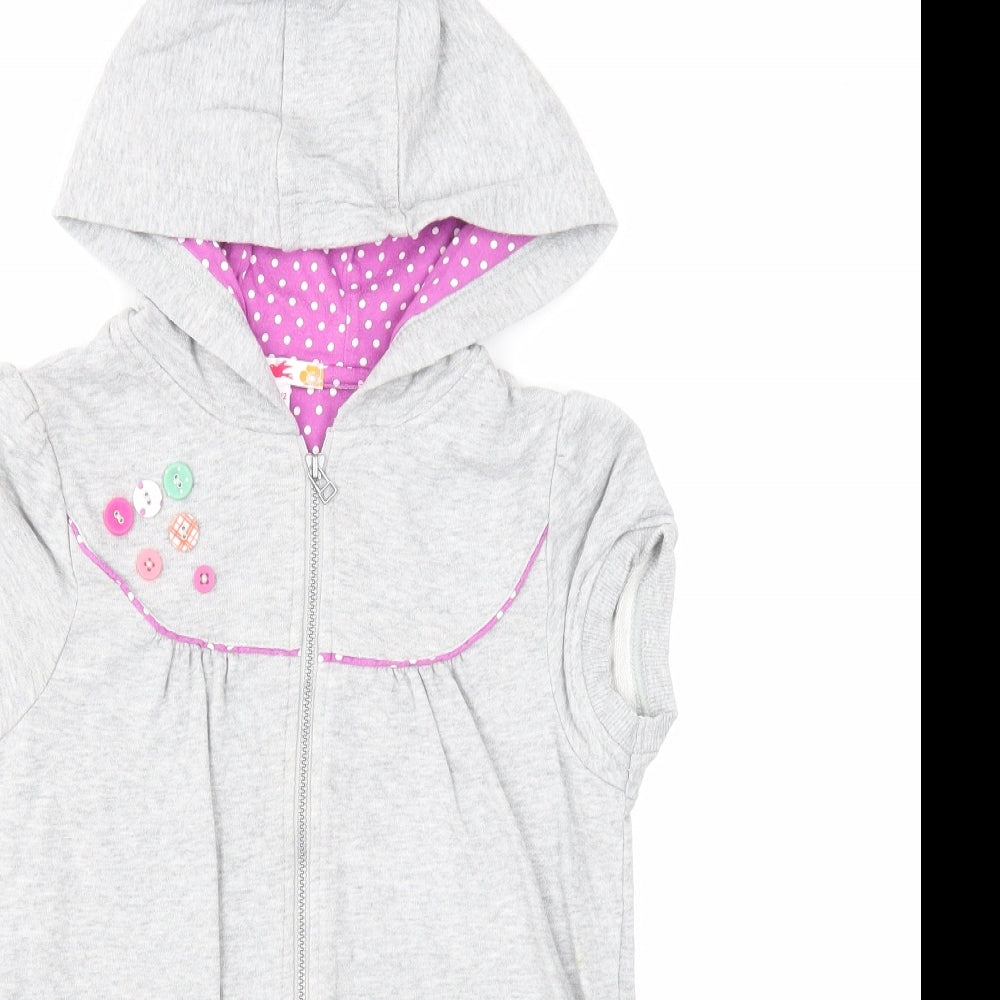 Marks and Spencer Girls Grey Cotton Full Zip Hoodie Size 11-12 Years Zip