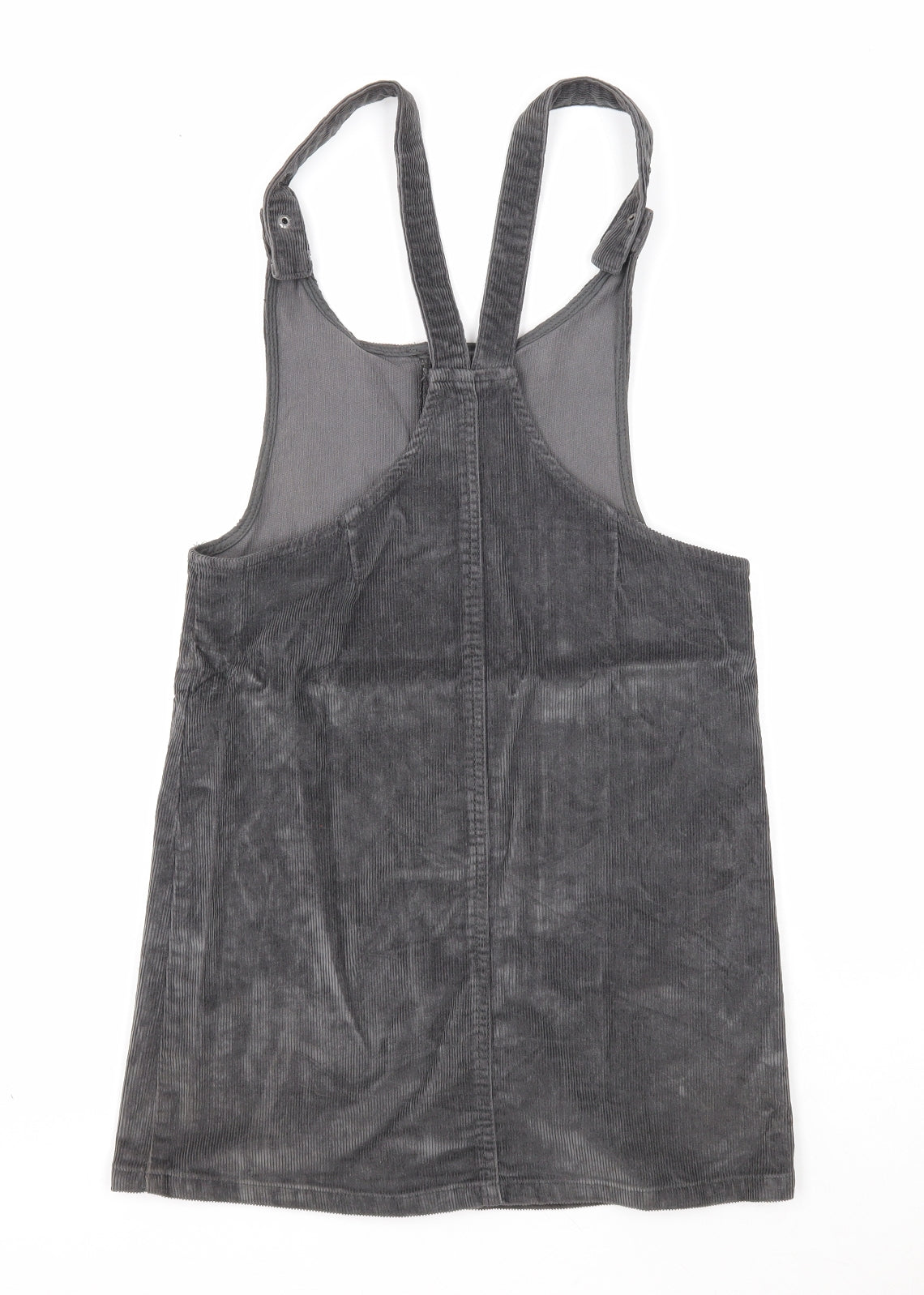 Miss Evie Girls Black Cotton Pinafore/Dungaree Dress Size 12 Years Square Neck Zip