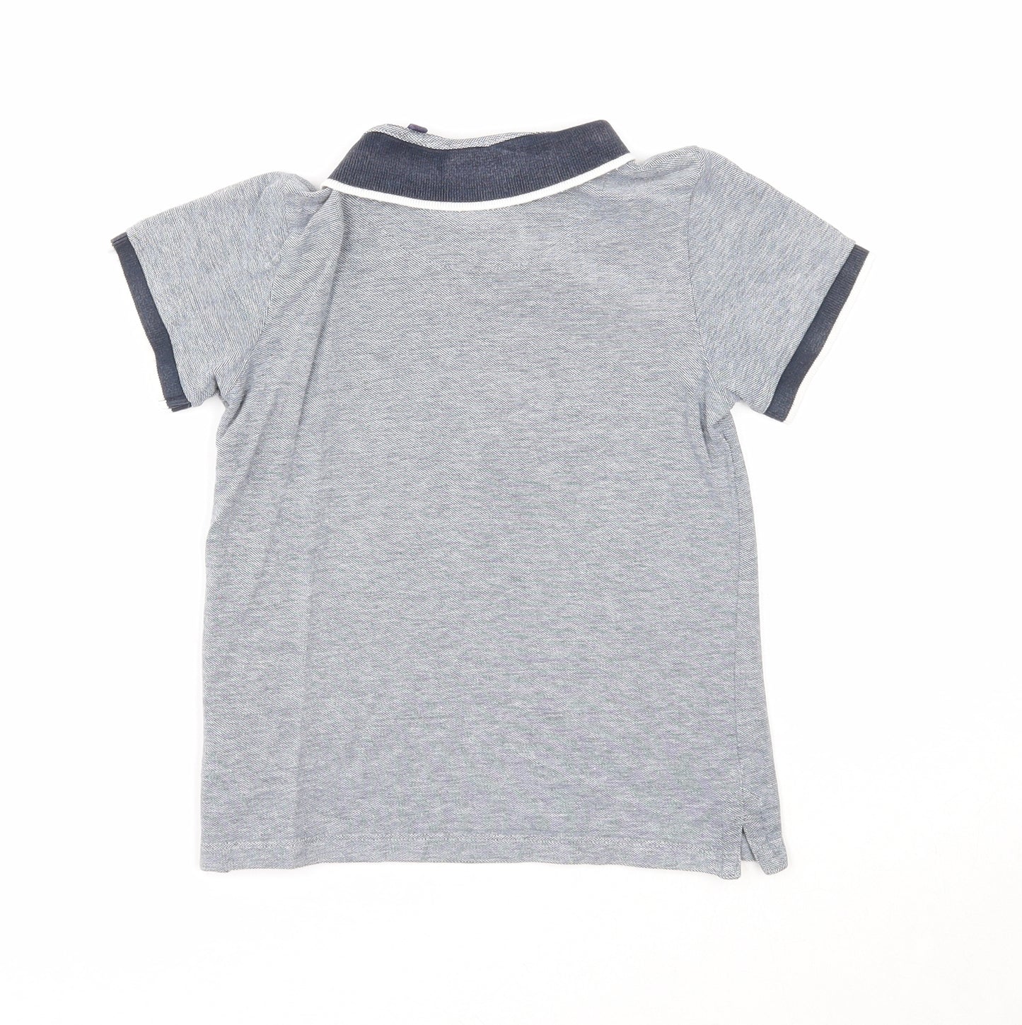NEXT Boys Grey Cotton Basic Polo Size 6 Years Collared Zip