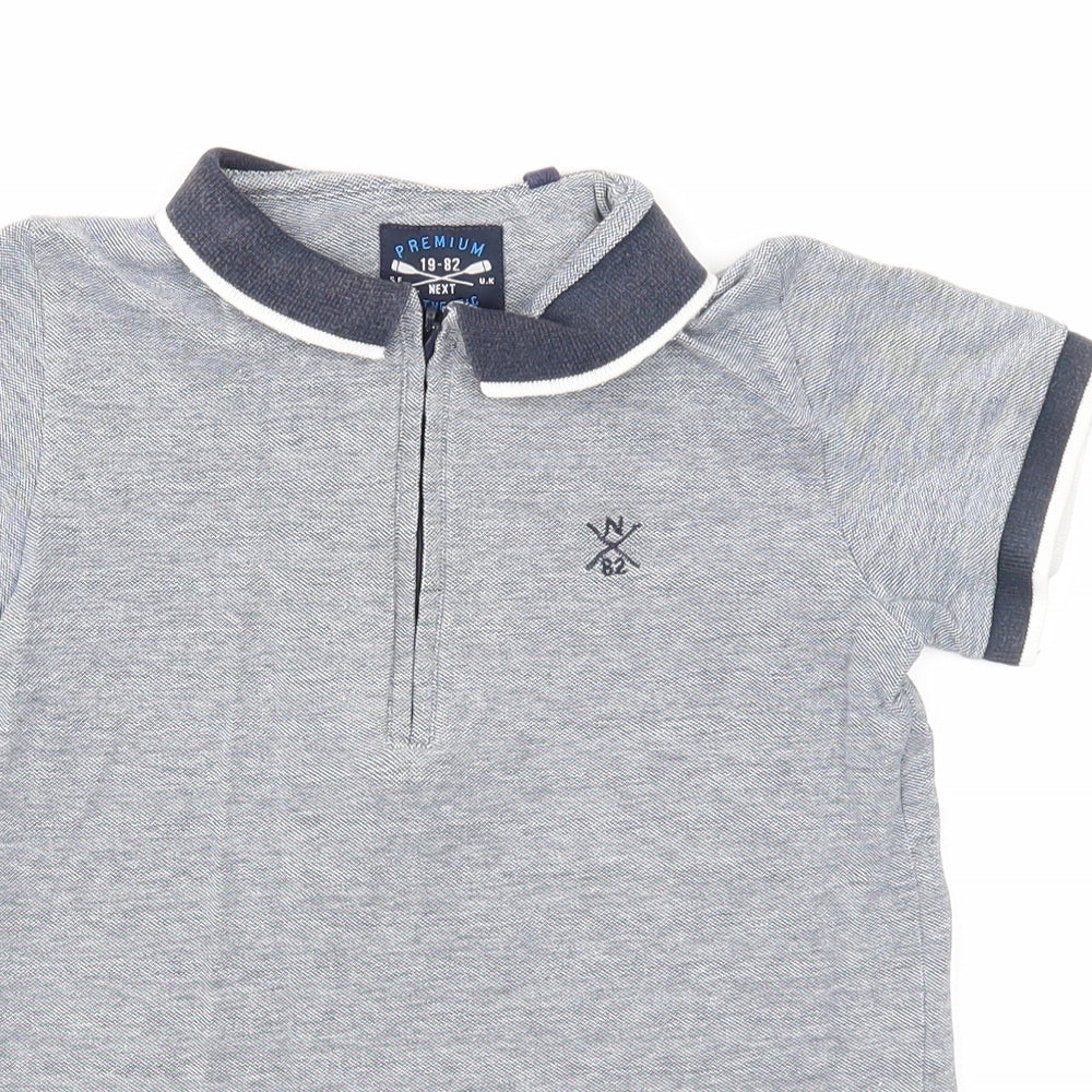 NEXT Boys Grey Cotton Basic Polo Size 6 Years Collared Zip