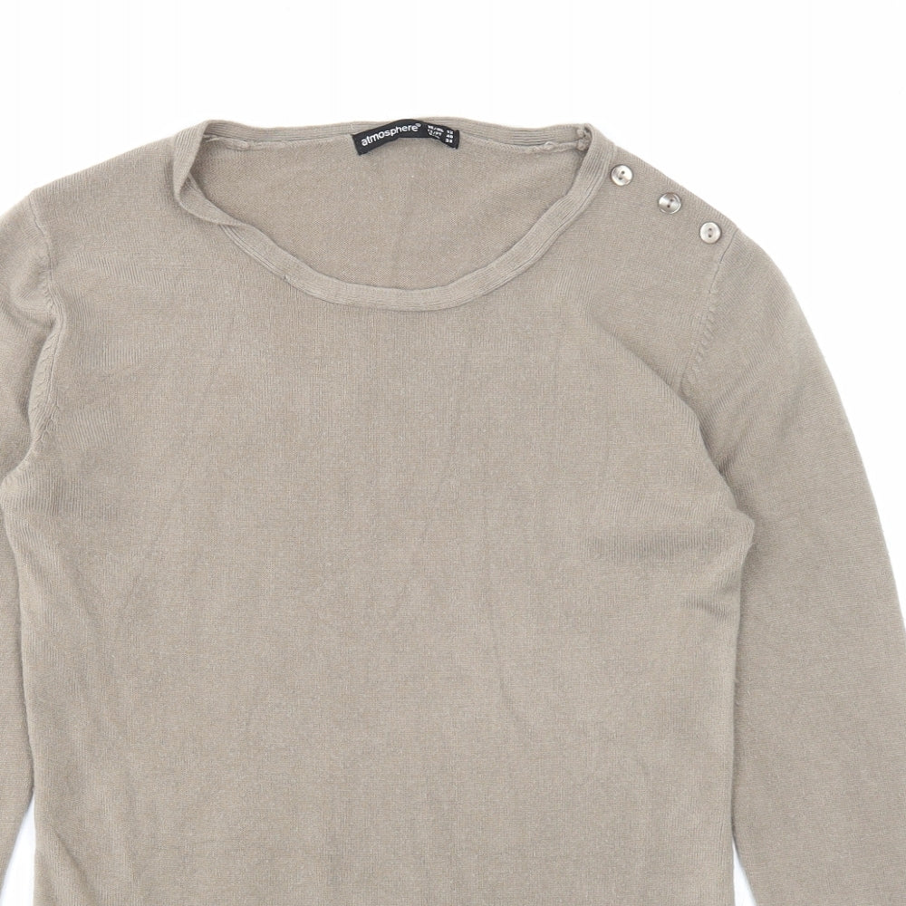 Atmosphere Womens Brown Scoop Neck Acrylic Pullover Jumper Size 12